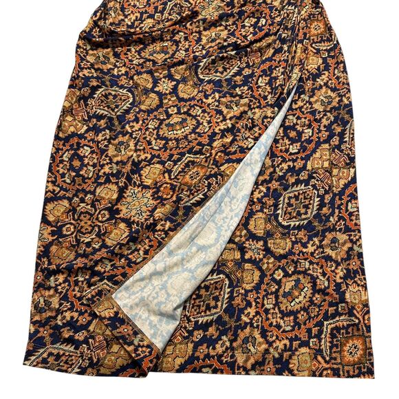 Peruvian Connection Sleeveless Midi Dress Chavin Ruched Aztec Sheath Size Medium - Picture 7 of 9